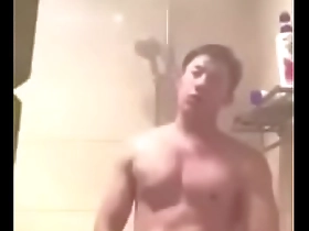 Asian man performing solo on webcam