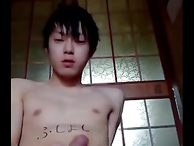 Young Japanese gay mans self-pleasure scene
