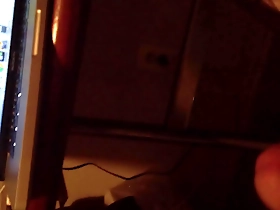Single gay man masturbating to porn videos.