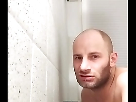 German gay enjoys shower time with a sex toy