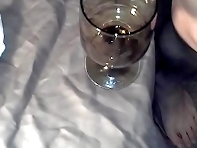Solo boy’s masturbation ends up in a glass full of cum