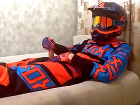 Gay motocross riders having fun and pleasuring themselves.
