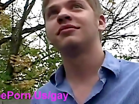 Three gay guys having sex together