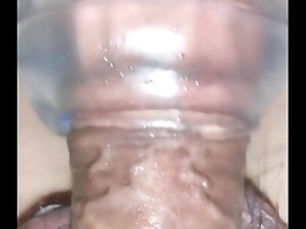 Solo boy’s steamy scene with thick cock and clear dildo