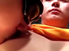 Young Japanese boy gives a handjob to his gay master.