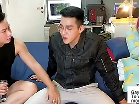 Gay tech supports his gay friend with LOL problems and gives him a hand job with anal sex.