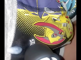 Cum inside panties during Japanese-style masturbation