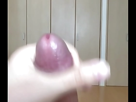 Close up fetish of a Japanese man masturbating with cum