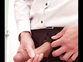 Big dick gets flushed in public bathroom