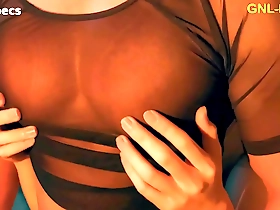Muscle guy gets nipple play under tight t-shirt