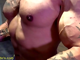 Muscle worship and nipple play with an Asian stud during a hardcore workout.