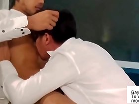 A Vietnamese teacher allows his student to suck his big cock.