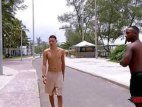 Gay blowjob and ass play with a fan in a raw video
