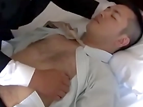 Gay and mature Japanese man in chupby action.