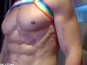 Muscle worship with a handsome Asian hunk with a great six pack.