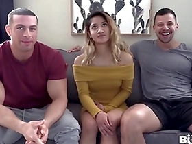 Petite Asian gets muscular cock in deepthroat
