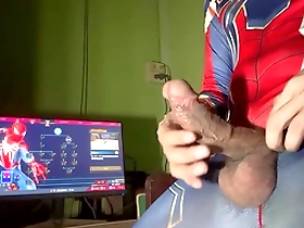Young Thai amateur masturbates as Spiderman in a comic book style video.