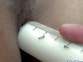 Young Asian boy enjoys enema in uniform