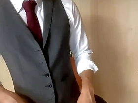 A man from Japan pleasuring himself while in a suit (2)