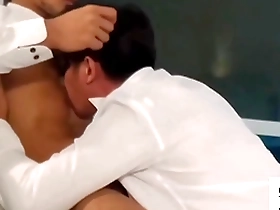 A hot teacher with a great body lets a student to suck his big dick.