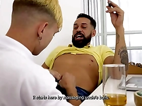 Gay amateur twink takes on a big dick challenge
