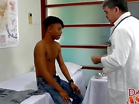Asian twink Mikal has some fun with doctor Mike and gets a rough anal sex.