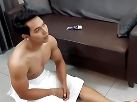 Asian hunk gets off to watching his gym coach.
