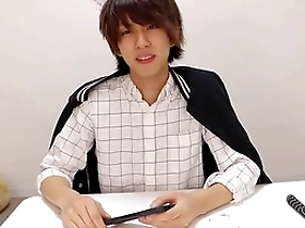 Skinny Japanese gay boy masturbates and gets whipped