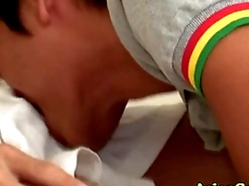 Gay fun with an Asian twink and an Oriental man with no condoms.