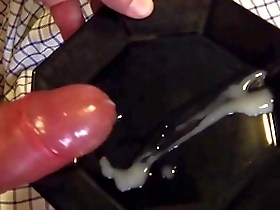 A closeup view of a massive ejaculation while solo pleasuring