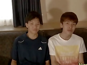 Young Japanese twink's intense solo and blowjob performance