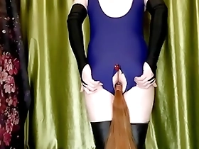 Pretty boy in Japanese swimsuit, solo play with a big dick