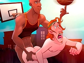 Gay cartoonists draw big cocked basketball players having anal sex