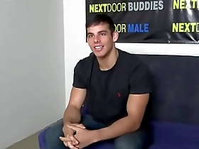 A single, attractive man with a tattoo masturbates during an audition