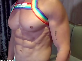 Beautiful Asian model showing off his chiseled upper body.