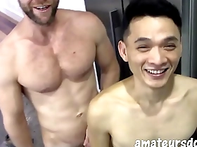 AmateursDoIt - Hung bearded jock fucks tight asian twink bareback