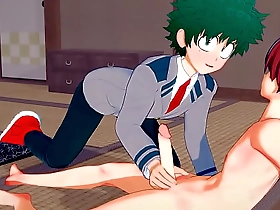 My Hero Academia Yaoi - Deku x Shouto Handjob and Blowjob - Sissy crossdress Japanese Asian Manga Anime Game Porn Gay