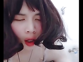 asian shemale maid masturbate in uniform with big dildo